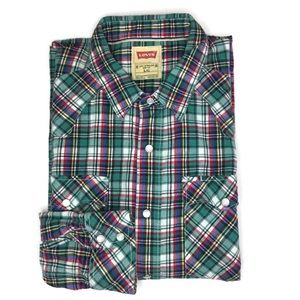 Levi’s Mens Plaid Pearl Snap Long Sleeve Shirt SzL
